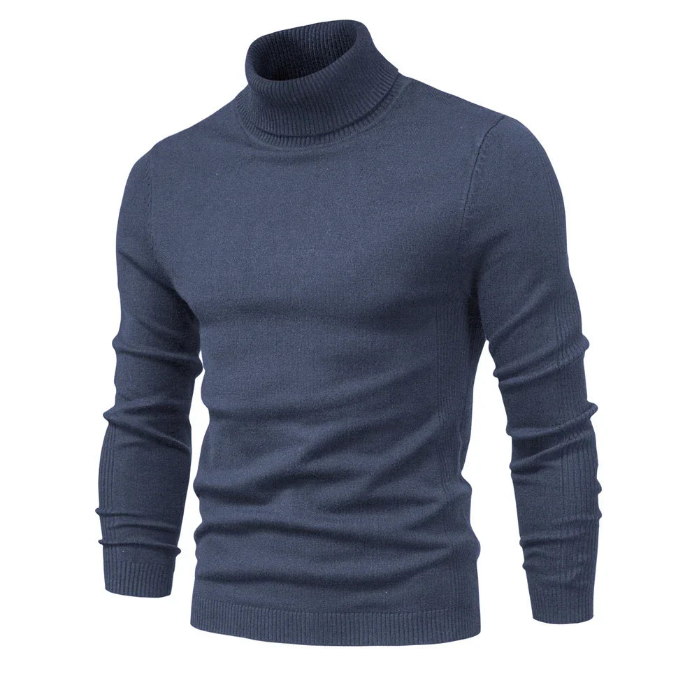 Men's Turtleneck Slim Fit Sweater | Soft Knit Pullover in Multiple Colors