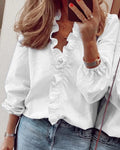 Women's Ruffle Blouse | Feminine Lightweight Top with Voluminous Sleeves