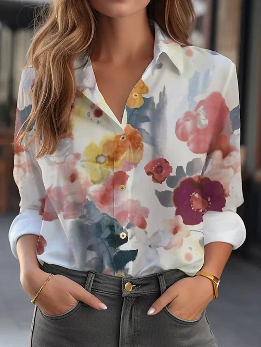 Women's Elegant Floral Print Blouse
