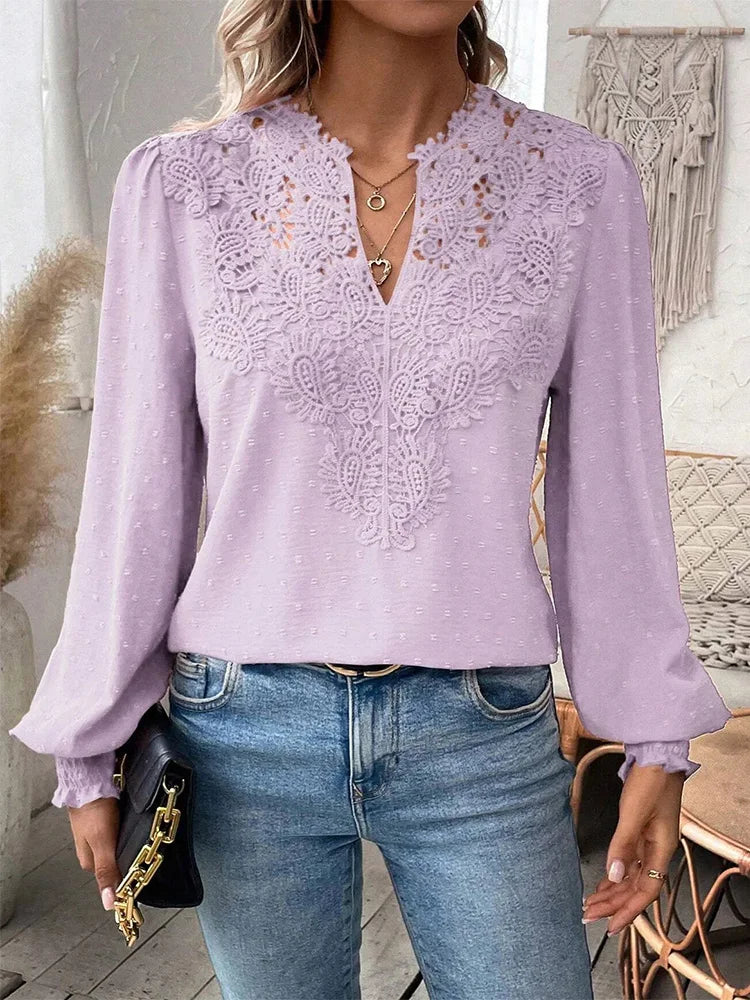 Women's Elegant Blouse with Lace Details