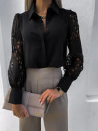 Women's Elegant Blouse with Lace Sleeve Detail