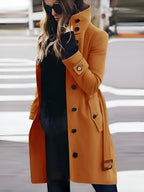 Women's Luxurious Long Coat | Elegant Outerwear with Statement Ombré Collar