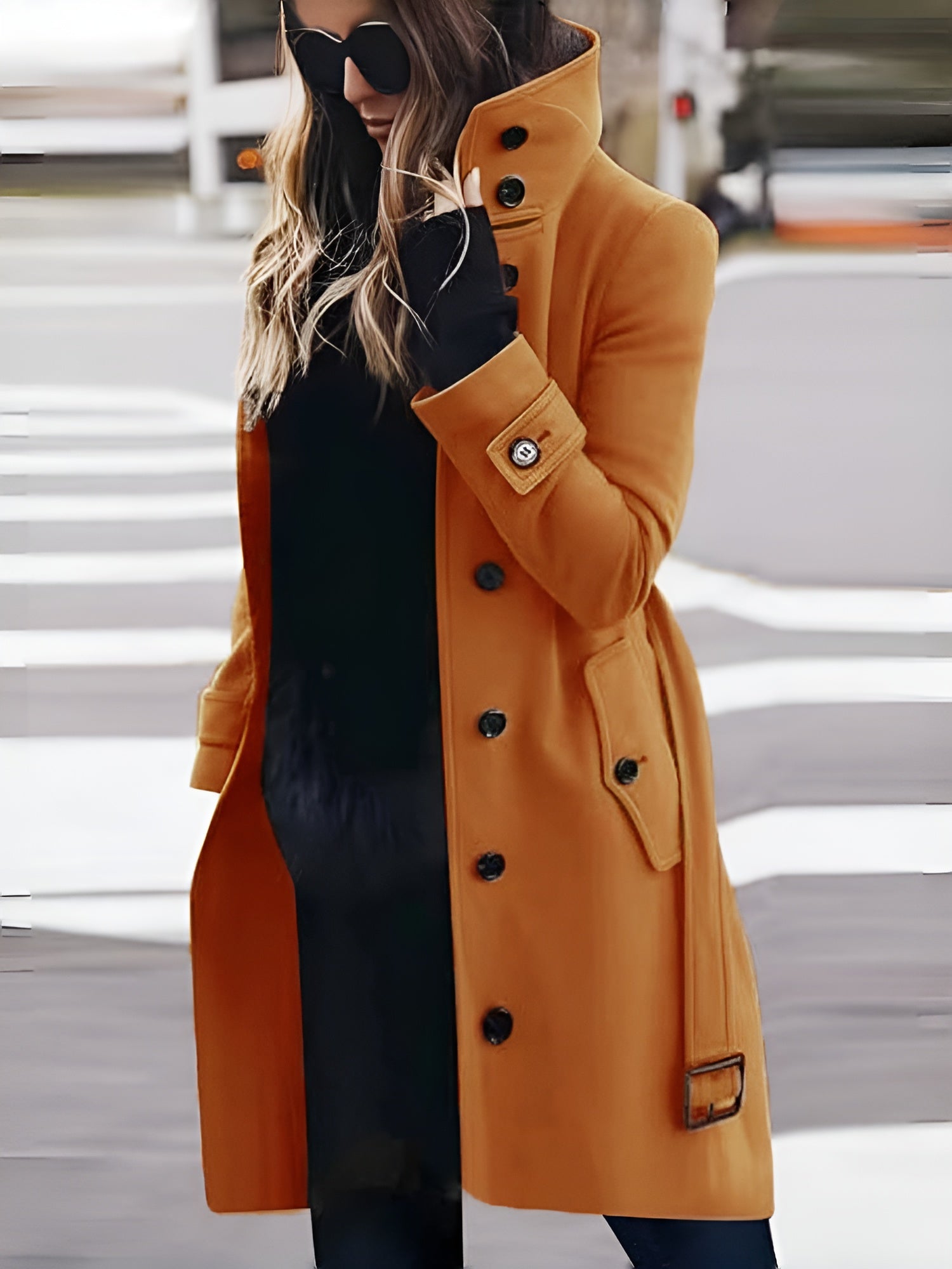 Women's Luxurious Long Coat | Elegant Outerwear with Statement Ombré Collar