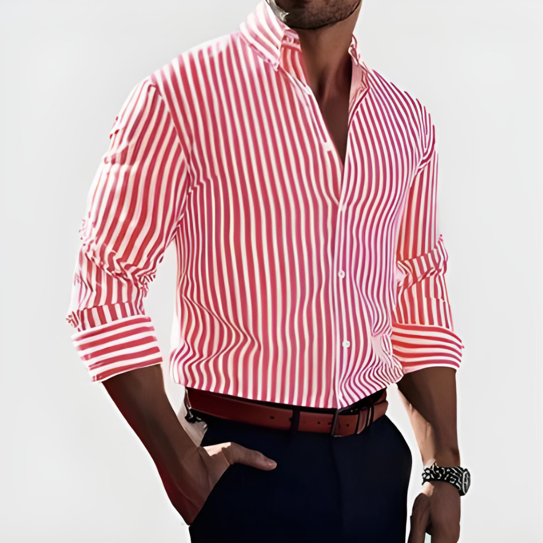 Men's Classic Striped Shirt – Red
