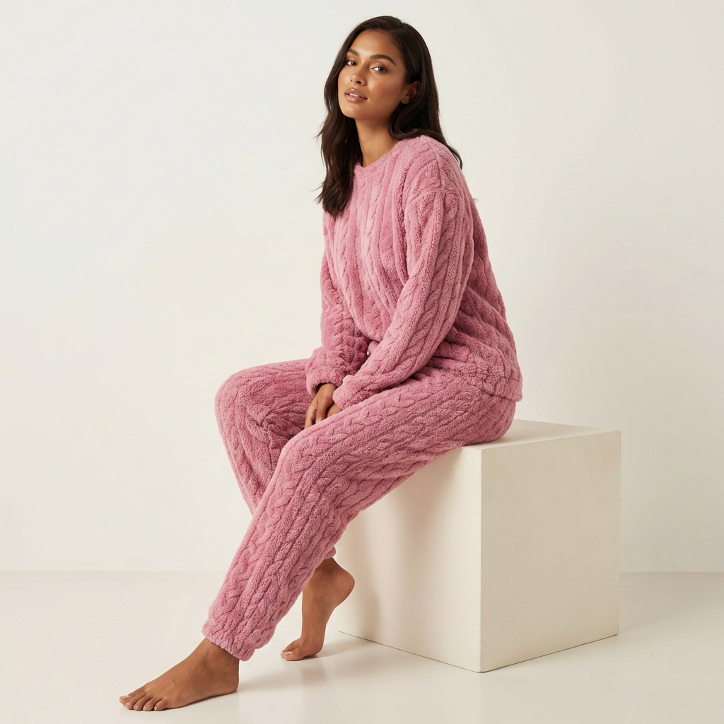 Women's Soft Fleece Pajama Set – Cozy Warm Loungewear Two Piece