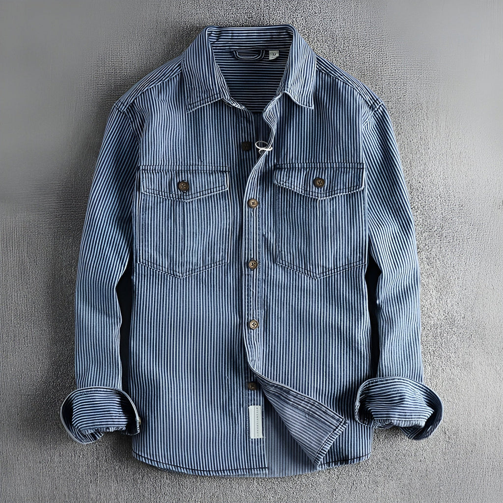 Men's Cargo Denim Shirt | Classic Vintage-Style Shirt with Utility Pockets