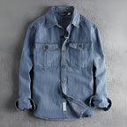 Men's Cargo Denim Shirt | Classic Vintage-Style Shirt with Utility Pockets