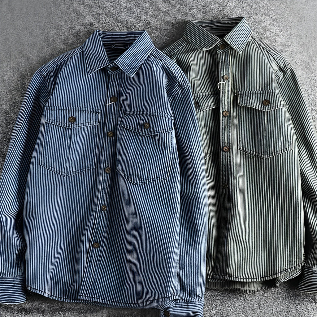 Men's Cargo Denim Shirt | Classic Vintage-Style Shirt with Utility Pockets