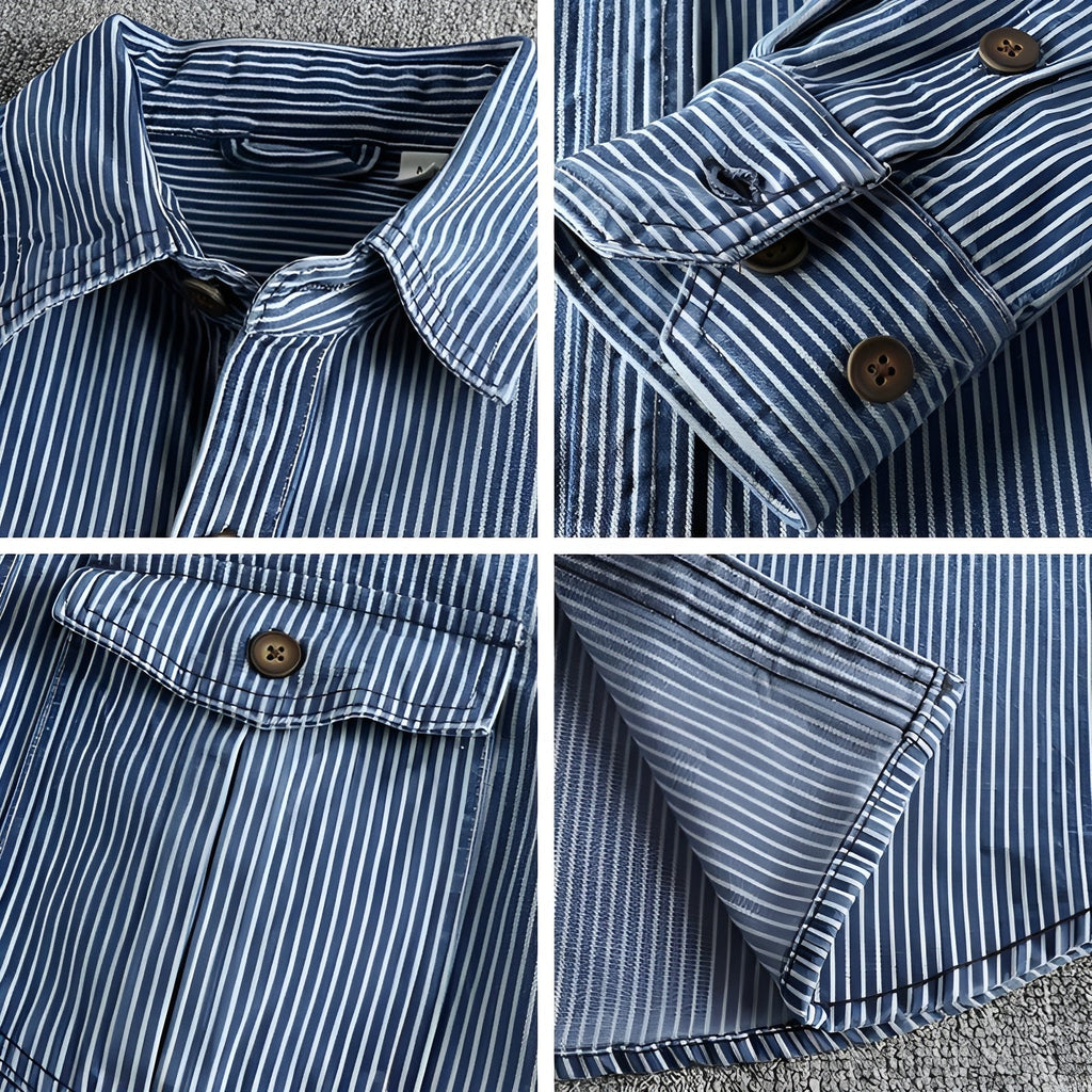 Men's Cargo Denim Shirt | Classic Vintage-Style Shirt with Utility Pockets