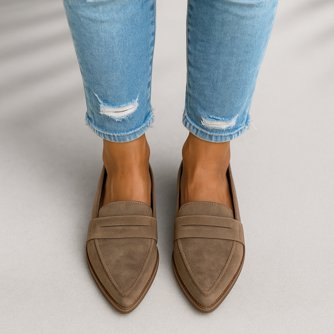 Women's Suede Loafers – Pointed Toe Slip On Elegant Flats