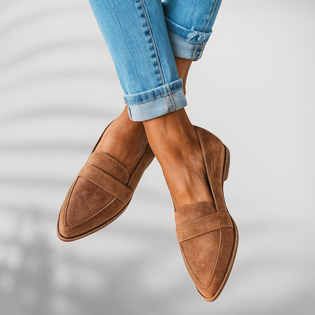 Women's Suede Loafers – Pointed Toe Slip On Elegant Flats