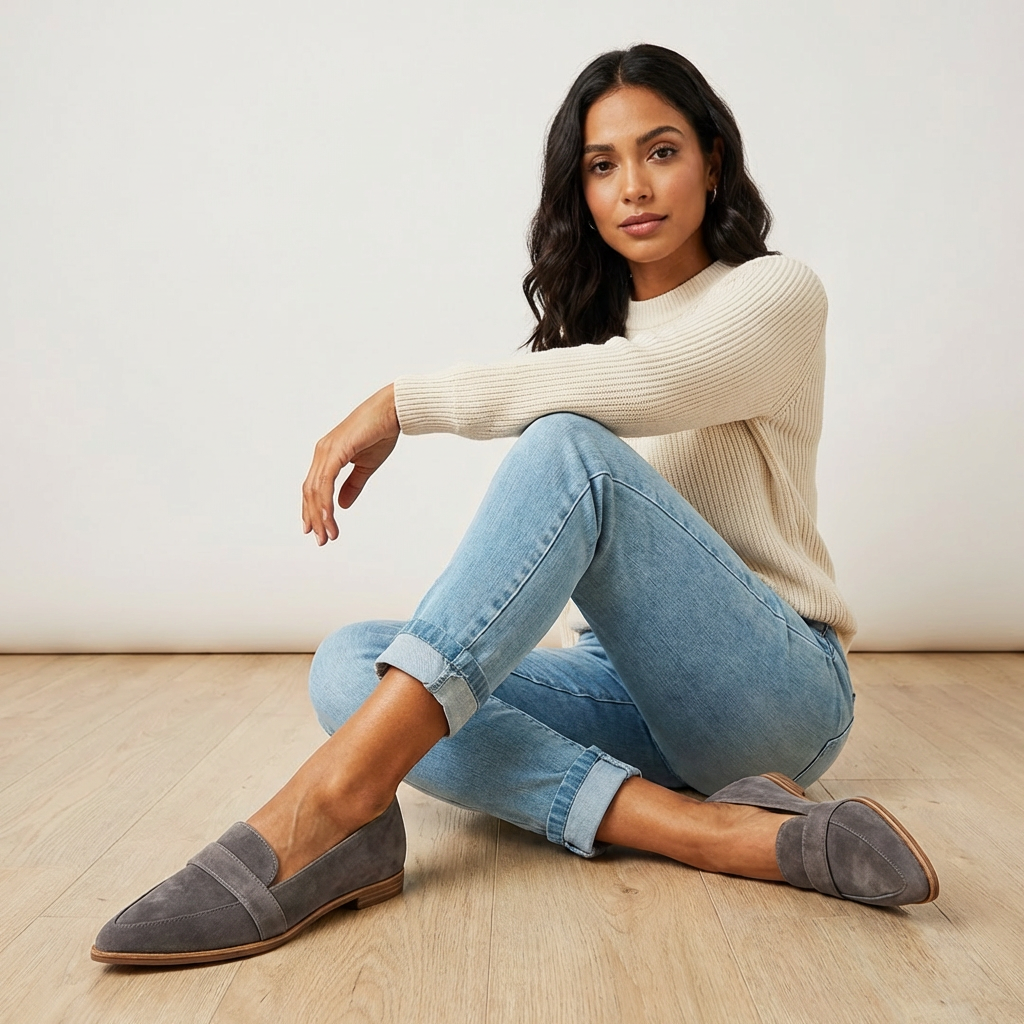Women's Suede Loafers – Pointed Toe Slip On Elegant Flats