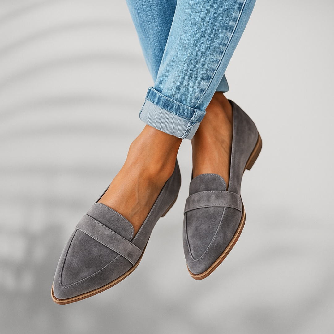 Women's Suede Loafers – Pointed Toe Slip On Elegant Flats