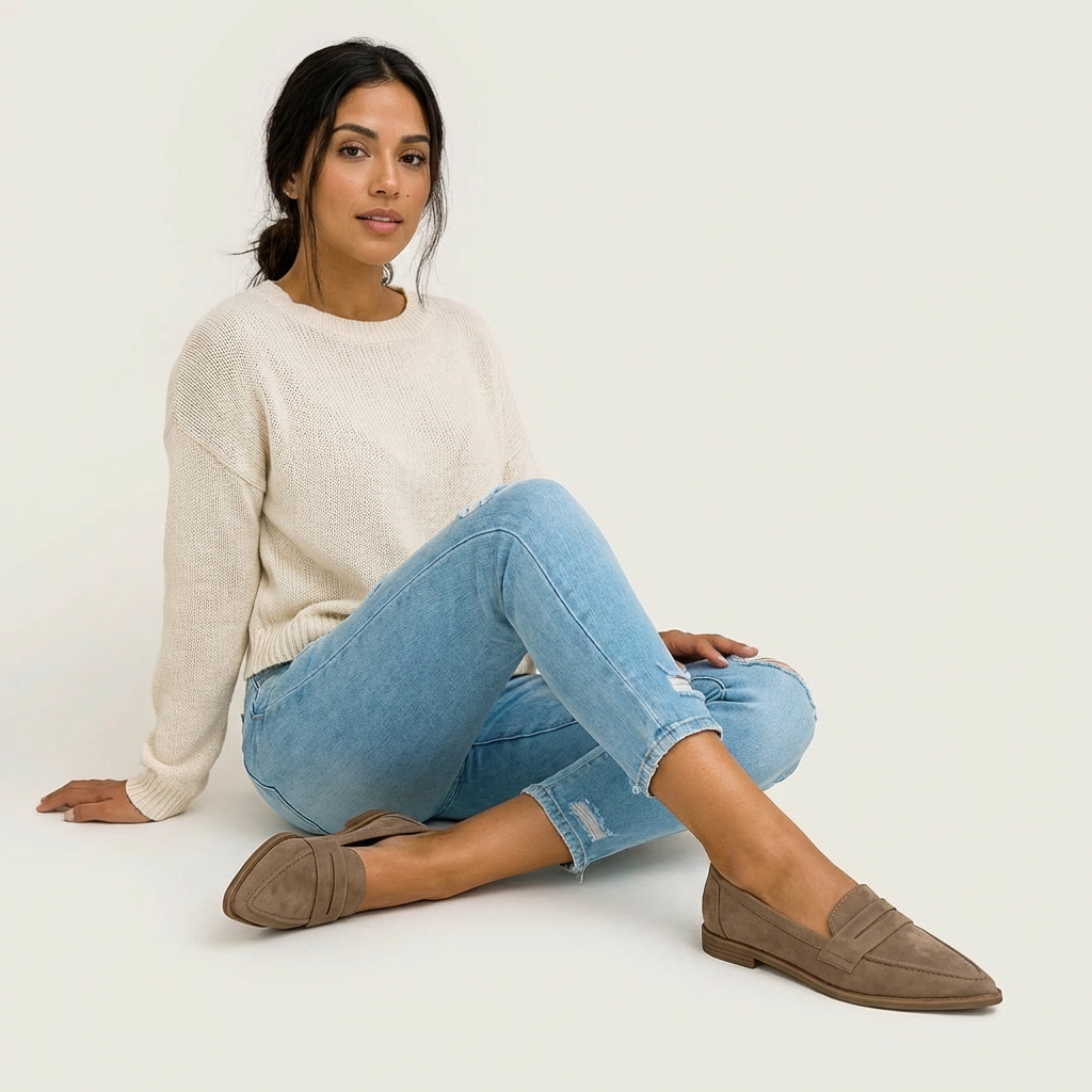 Women's Suede Loafers – Pointed Toe Slip On Elegant Flats