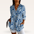 Women's Feminine Blouse with Floral Buttons