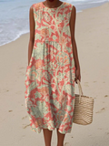Women's Sleeveless Floral Summer Dress | Relaxed Fit Casual Beach Midi Dress