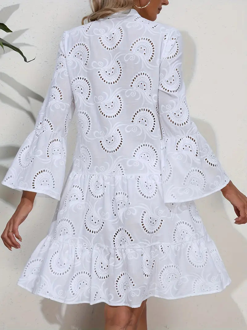 Women's Airy V-Neck Shirt Dress with Elegant Details
