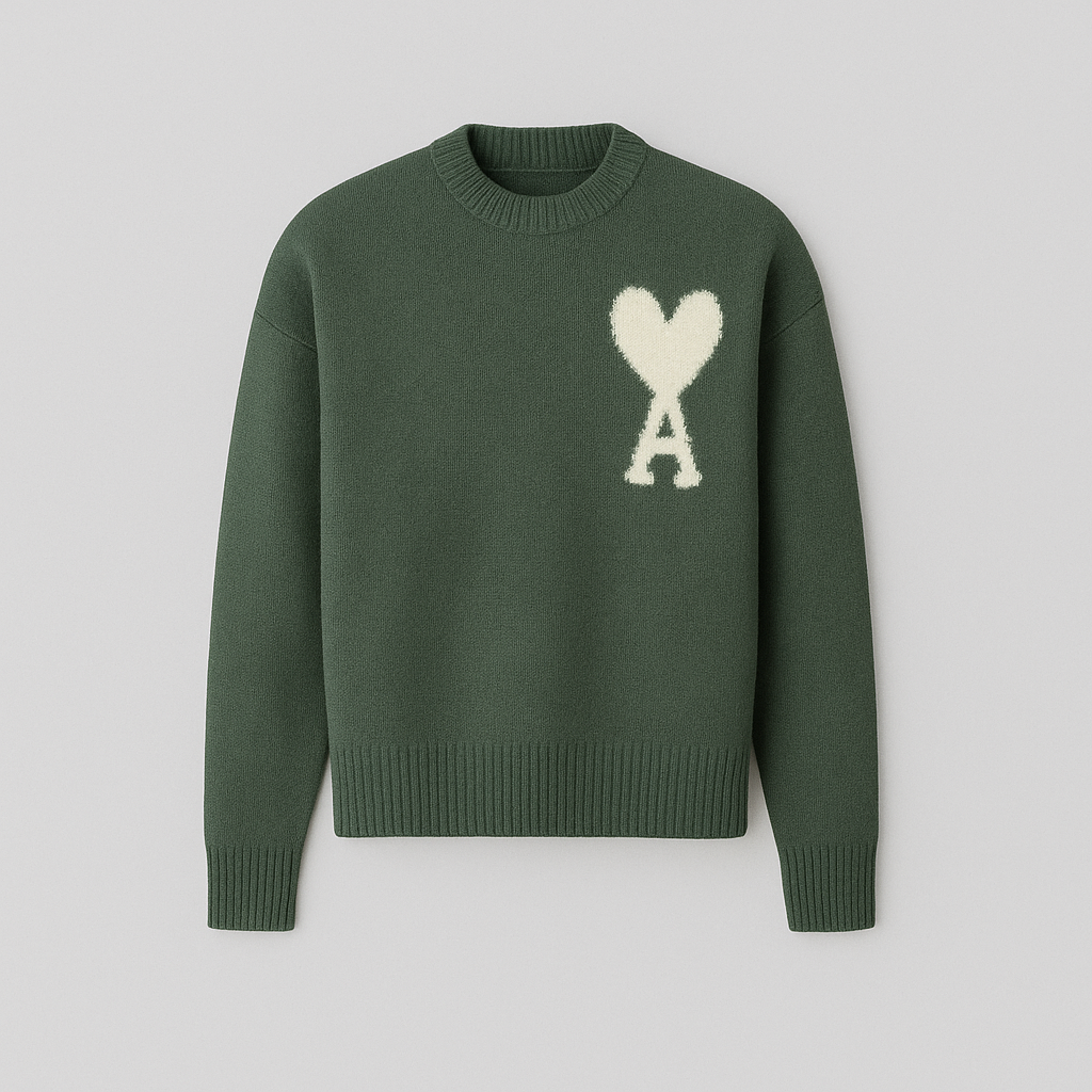 Women's Heart Knit Sweater – Soft Cozy Pullover with Heart Detail