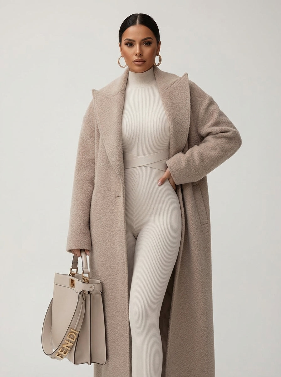 Women's Oversized Long Coat – Soft Elegant Relaxed Fit Jacket
