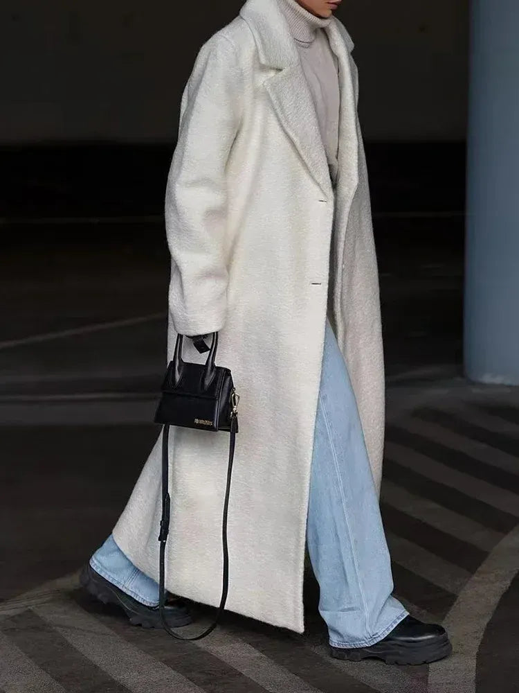 Women's Oversized Long Coat – Soft Elegant Relaxed Fit Jacket