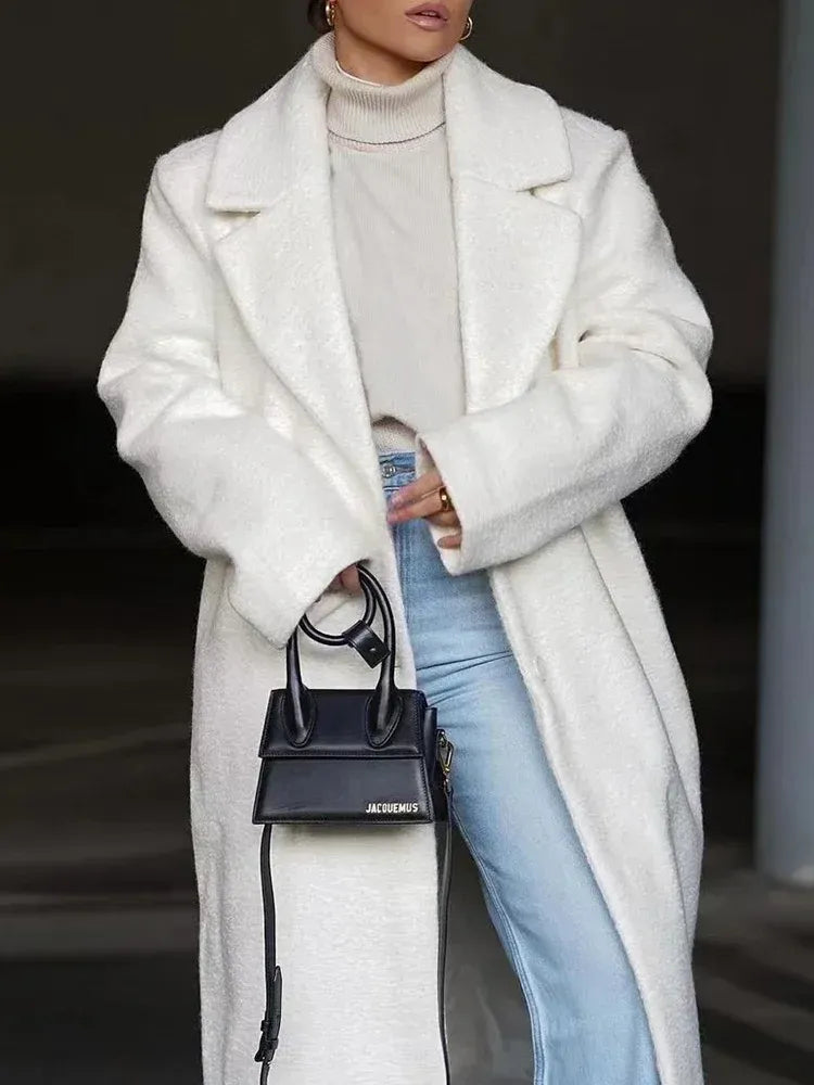 Women's Oversized Long Coat – Soft Elegant Relaxed Fit Jacket