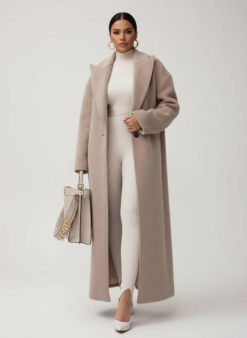 Women's Oversized Long Coat – Soft Elegant Relaxed Fit Jacket