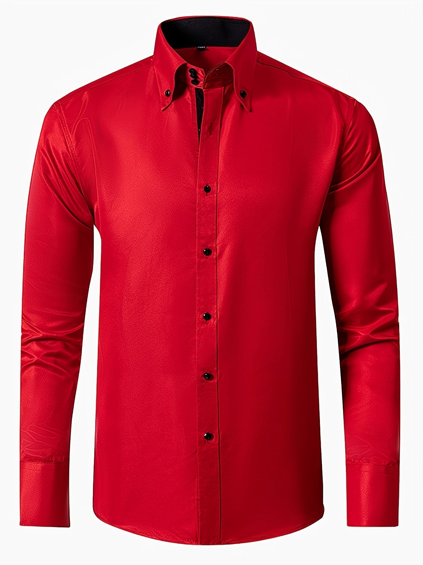 Men's Solid Color Long-Sleeve Shirt