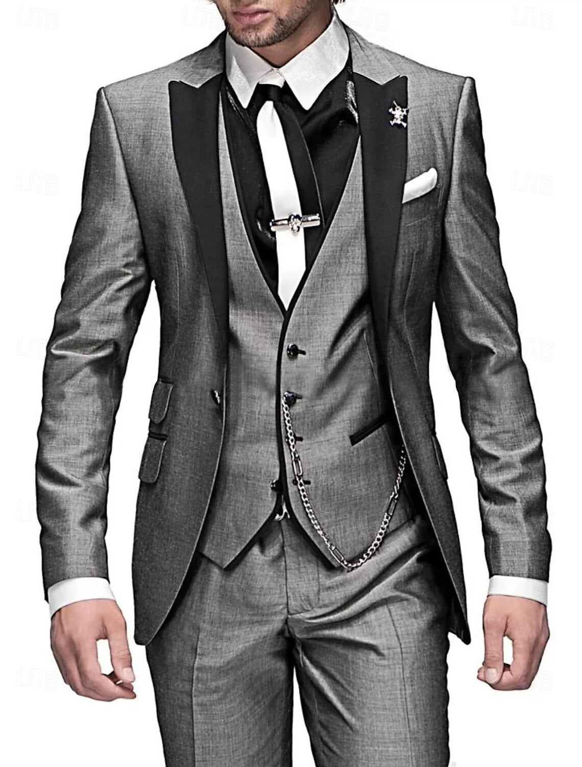 Men's Elegant Three-Piece Suit | Classic Vest, Blazer & Trousers Set for Formal Occasions