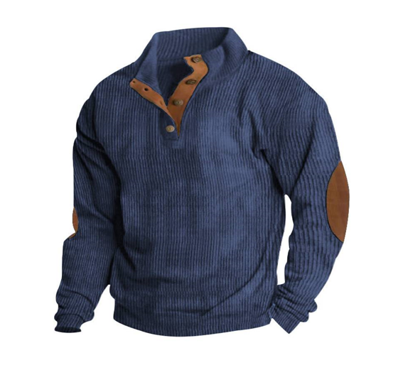 Men's Ribbed Knit Sweater with Stylish Buttons