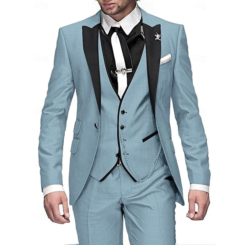 Men's Elegant Three-Piece Suit | Classic Vest, Blazer & Trousers Set for Formal Occasions