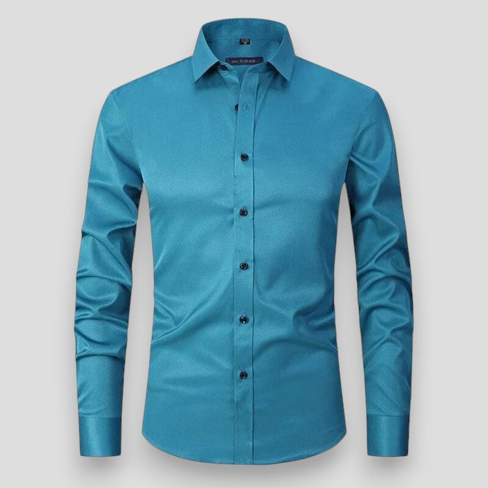 Men's Slim Fit Long Sleeve Stretch Shirt | Wrinkle-Resistant Button-Down in Multiple Colors