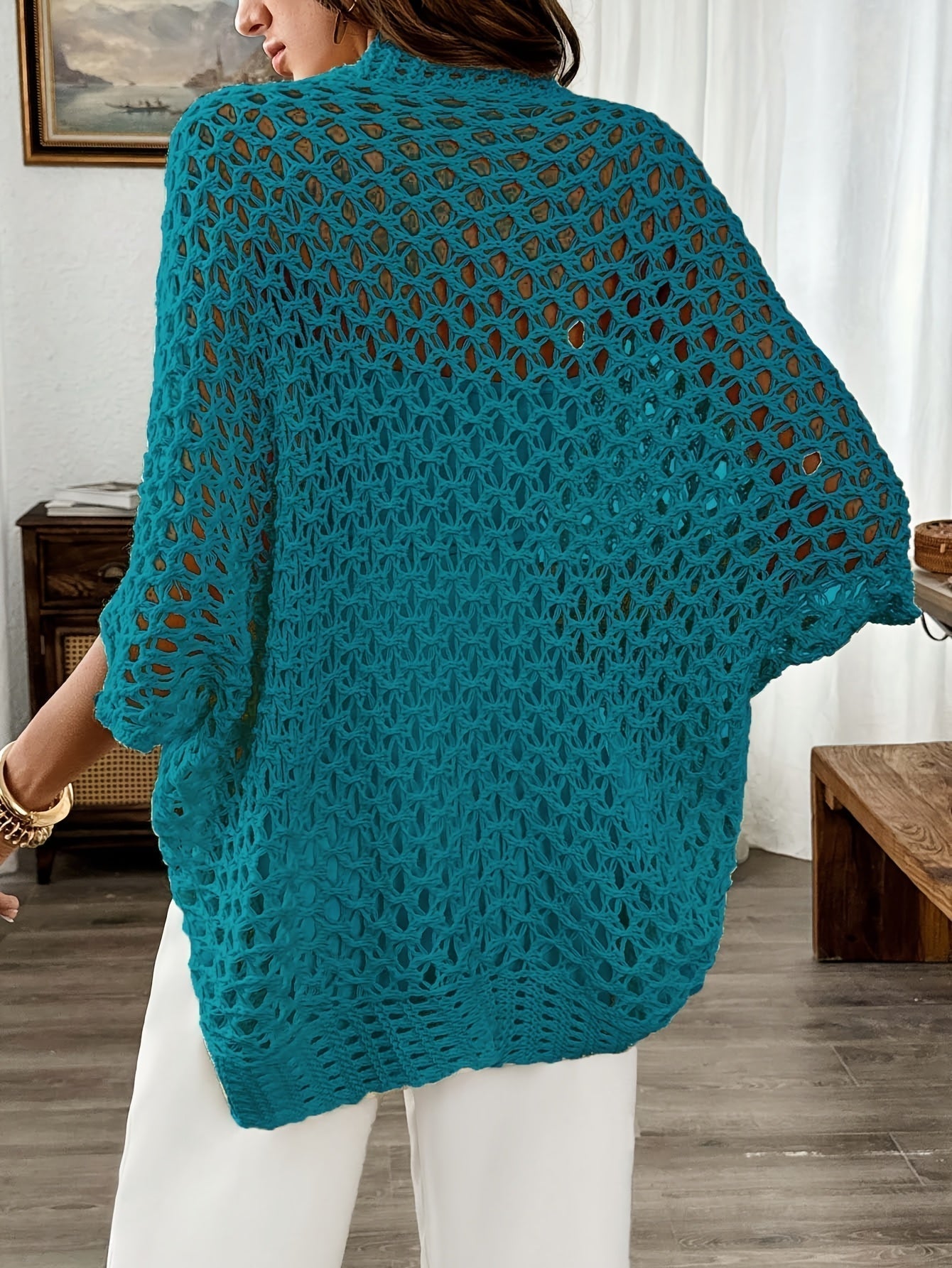 Women's Light Boho Knit Cardigan with Batwing Sleeves