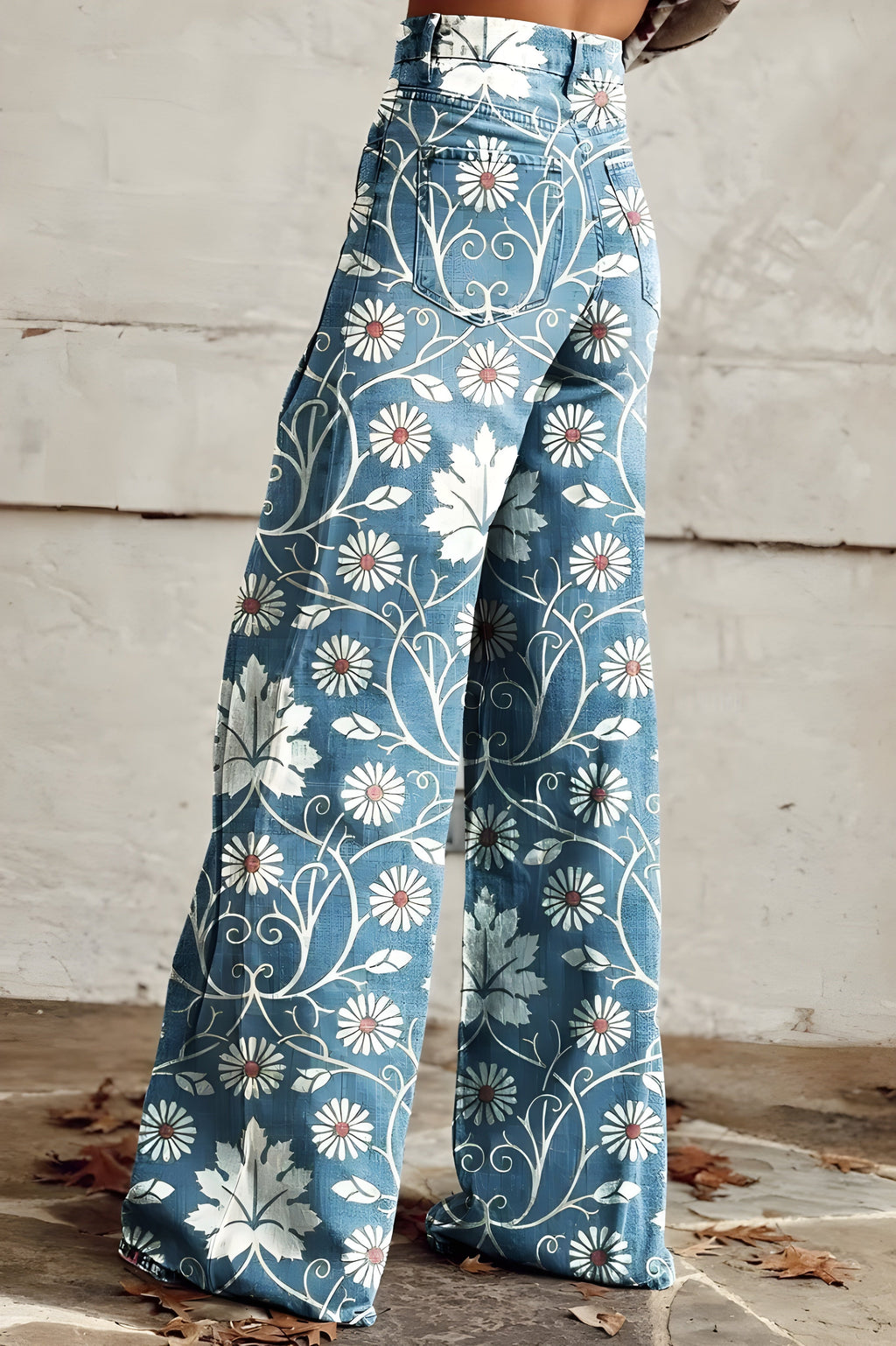 Women's Boho Floral Wide-Leg Pants | High Waist Vintage Print Trousers
