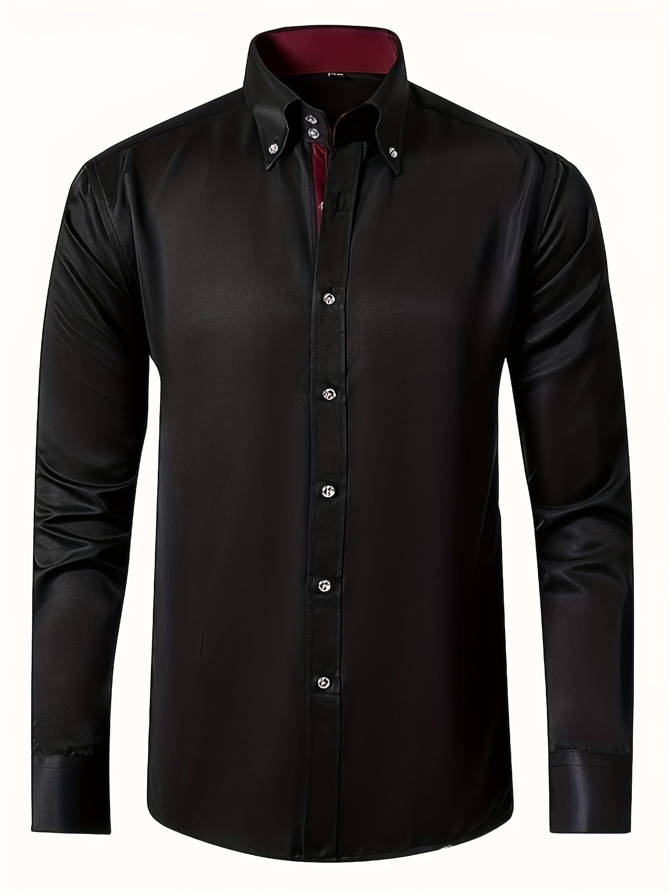 Men's Solid Color Long-Sleeve Shirt