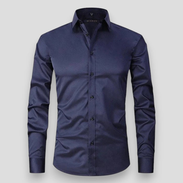 Men's Slim Fit Long Sleeve Stretch Shirt | Wrinkle-Resistant Button-Down in Multiple Colors