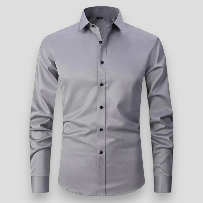 Men's Slim Fit Long Sleeve Stretch Shirt | Wrinkle-Resistant Button-Down in Multiple Colors
