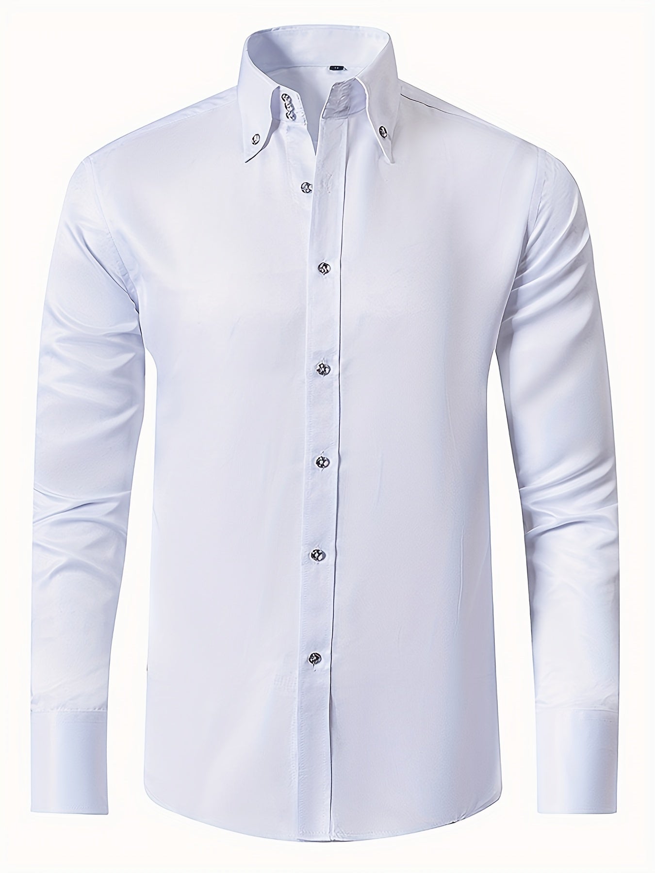 Men's Solid Color Long-Sleeve Shirt