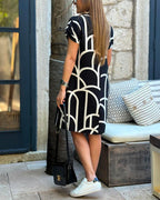 Women's Stylish Midi Dress with Short Sleeves