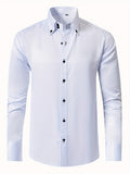 Men's Solid Color Long-Sleeve Shirt