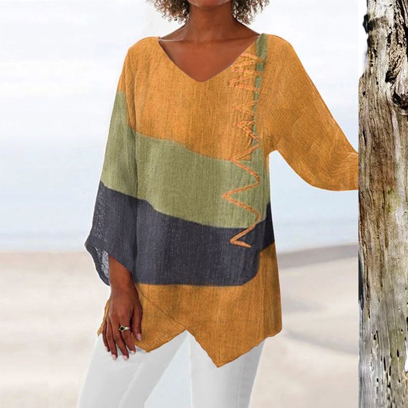 Women's Artistic V-Neck Blouse