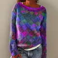 Women's Relaxed Checkered Sweater