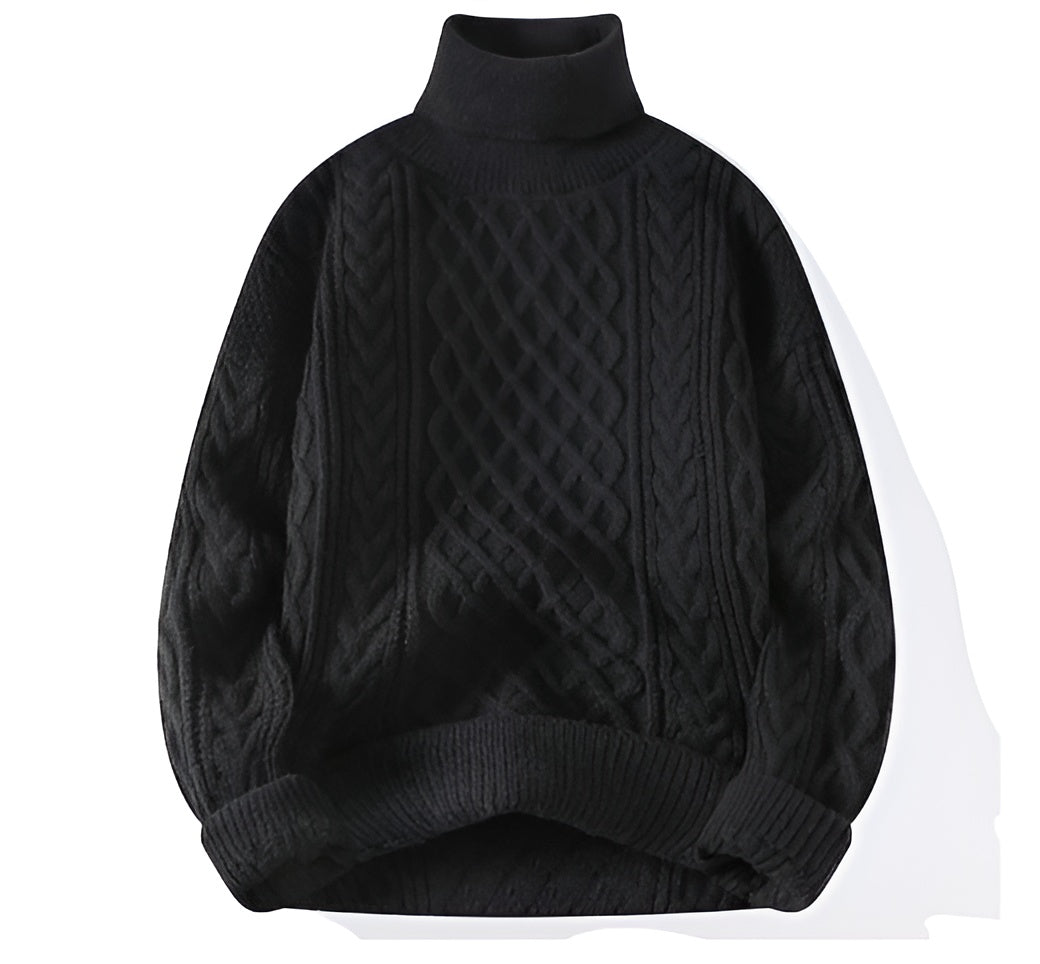 Men's Vintage Twisted High-Neck Sweater | Cable Knit Turtleneck for Cold Weather