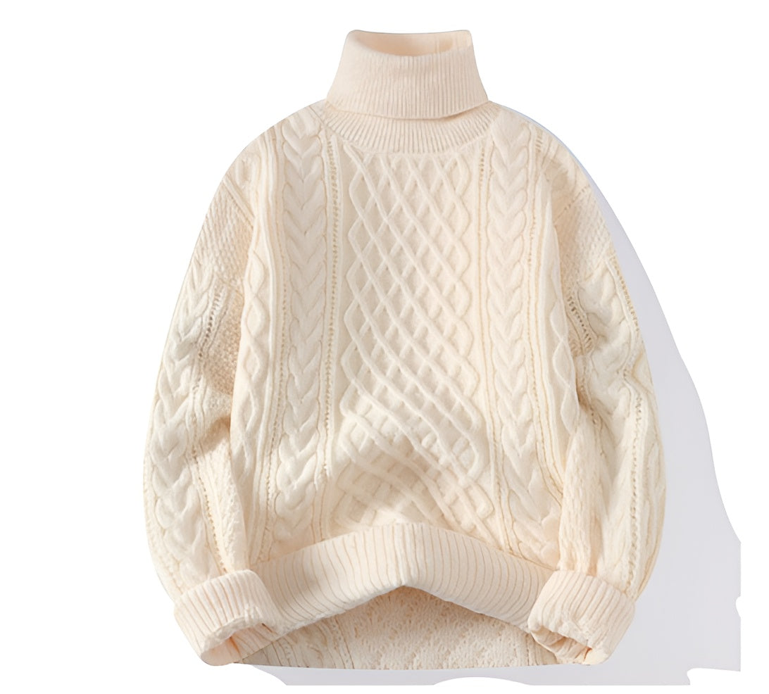 Men's Vintage Twisted High-Neck Sweater | Cable Knit Turtleneck for Cold Weather