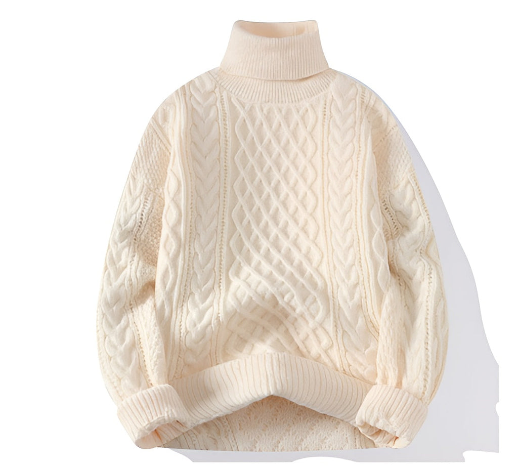 Men's Vintage Twisted High-Neck Sweater | Cable Knit Turtleneck for Cold Weather