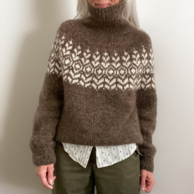 Women's Vintage Geometric Turtleneck Sweater