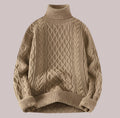 Men's Vintage Twisted High-Neck Sweater | Cable Knit Turtleneck for Cold Weather