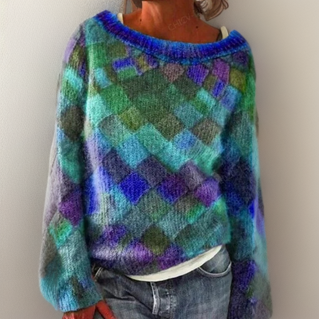 Women's Relaxed Plaid-Pattern Sweater