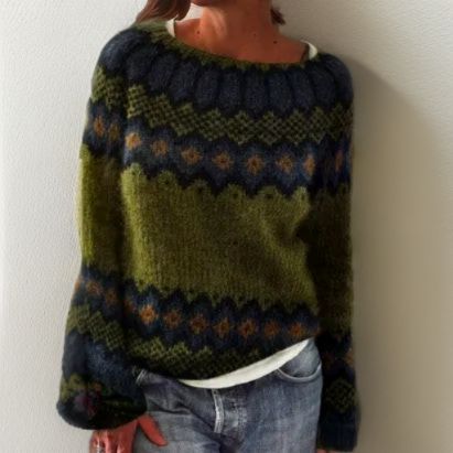 Women's Elegant Geometric-Pattern Sweater