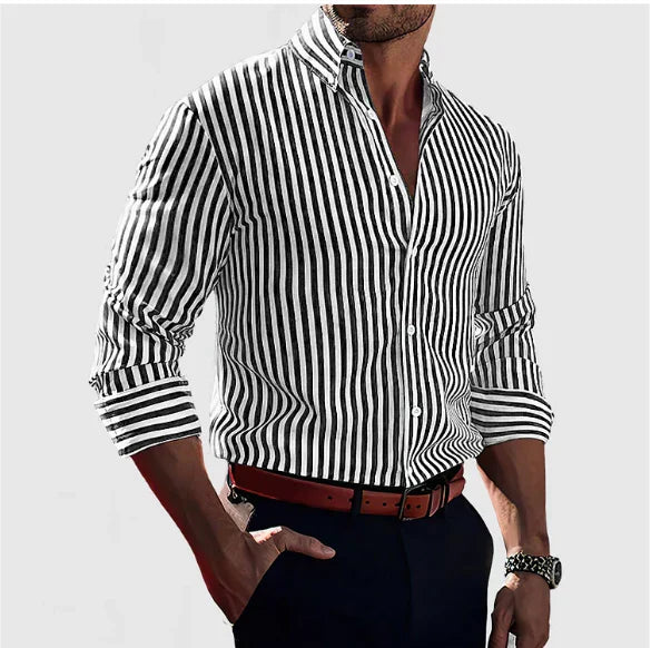 Men's Classic Striped Shirt – Black