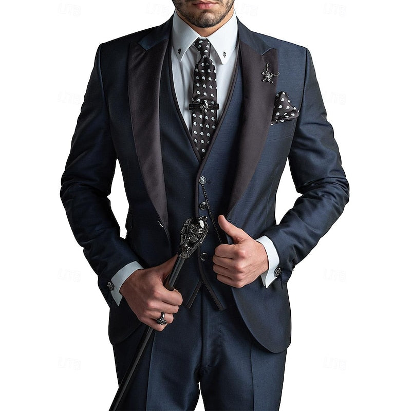 Men's Elegant Three-Piece Suit | Classic Vest, Blazer & Trousers Set for Formal Occasions